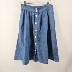 NWT Women's Talbots Button Front Lightweight Denim Skirt Forest Wash Size 8P